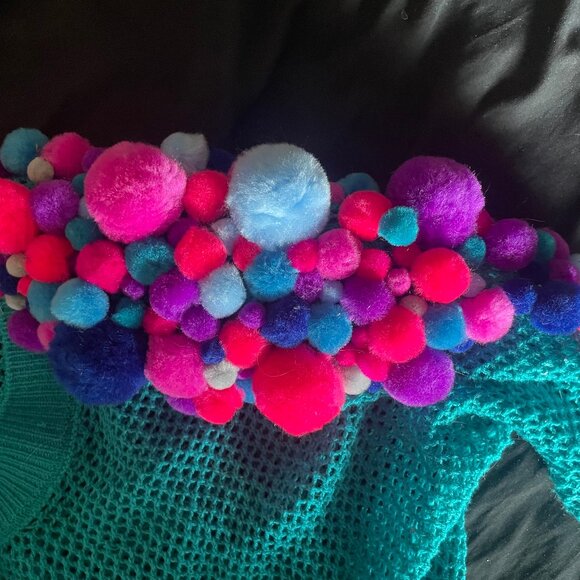 Dolman Sleeve Sweater with DIY pom-poms and tulle ruffle - Picture 3 of 9